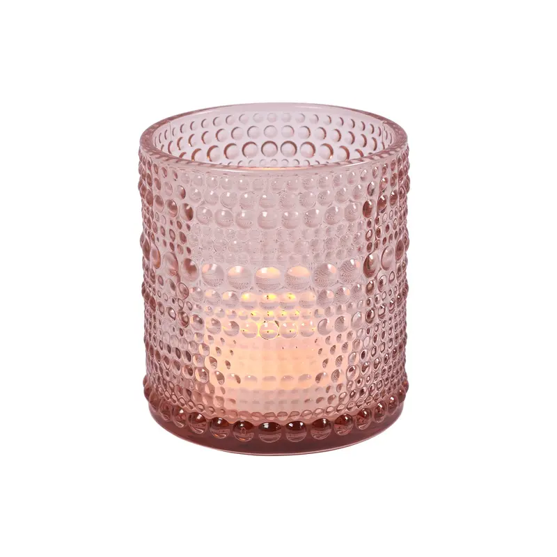 Hobnail-Textured Ceramic Candle Holder – 'A Simple Amen' Design 1