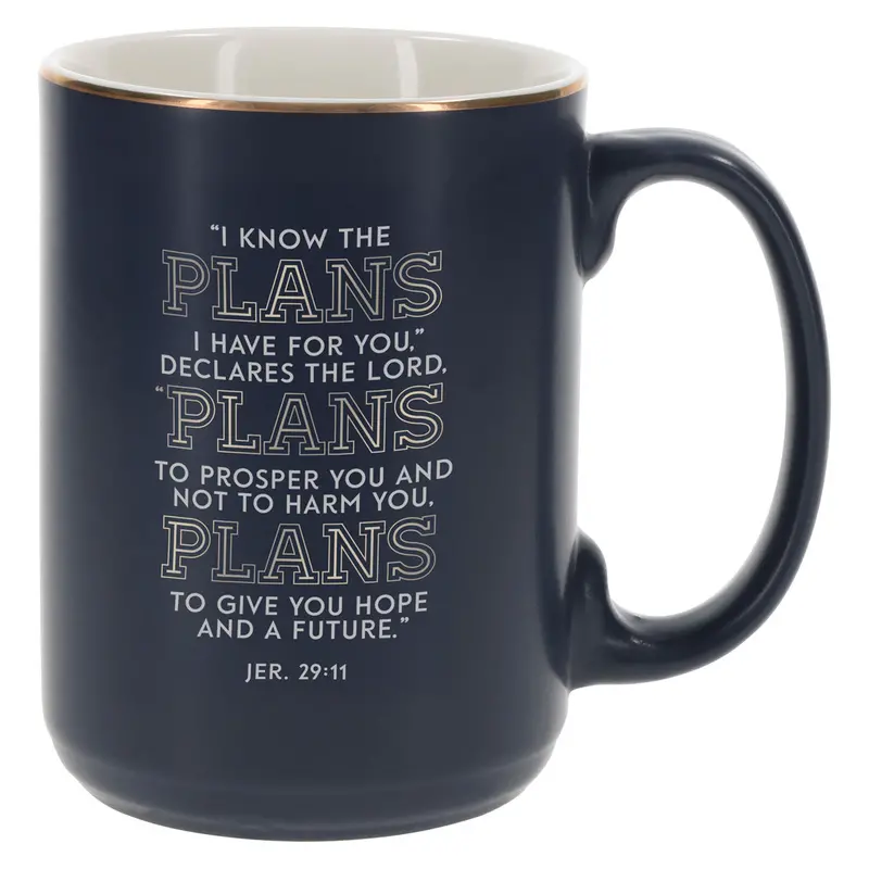 'I Know The Plans I Have For You' Inspirational Ceramic Mug – Blue Finish 1