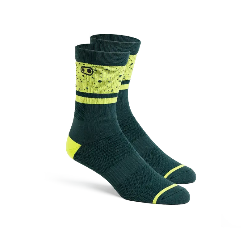 Icon Mtb Cycling Socks – Petrol Base With Lime Splatter 1