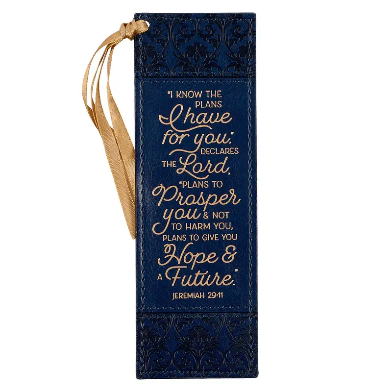 Jeremiah 29:11 Navy Faux Leather Bookmark – 'I Know The Plans I Have For You' 1