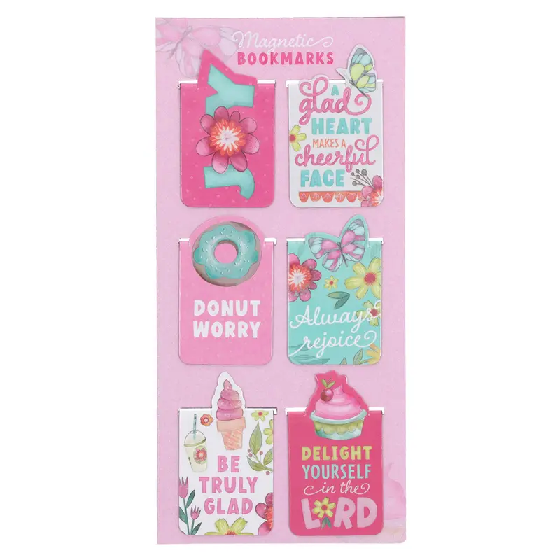 Joyful Girl Magnetic Bookmark Set – Six-Piece Whimsical Collection 1