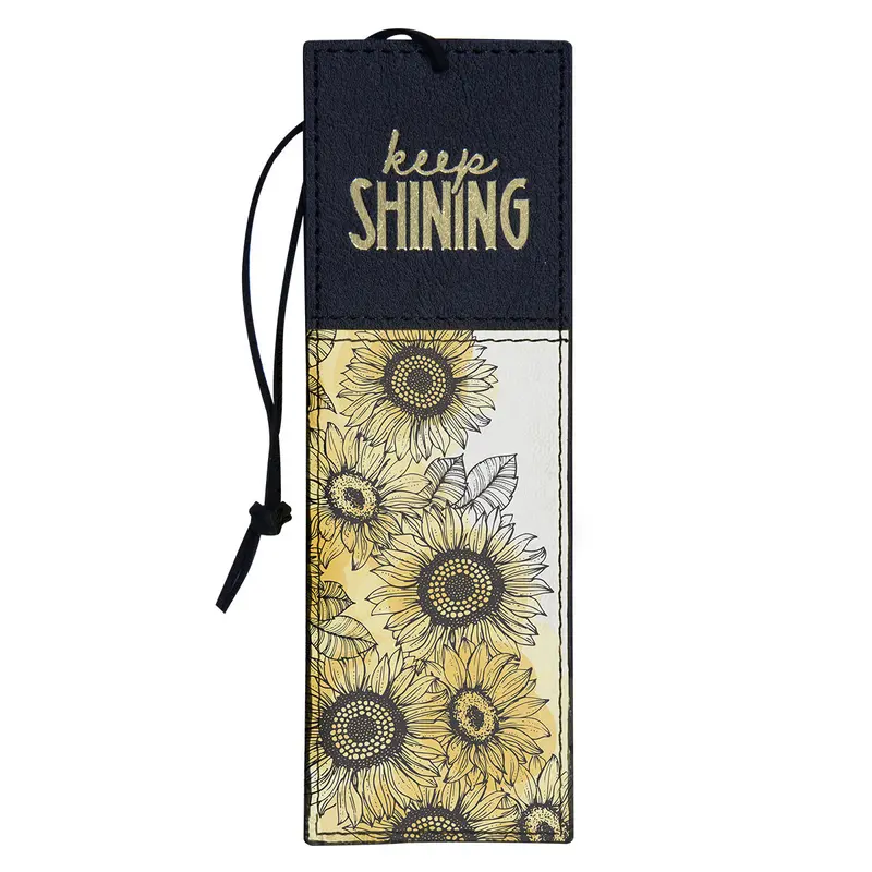 Keep Shining Bookmark: Elegant Faux-Leather Page Marker 1