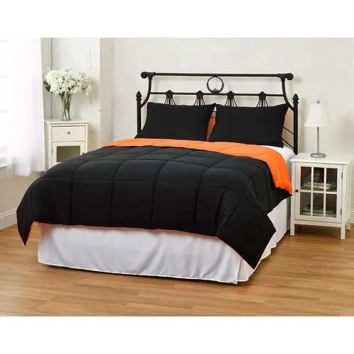 King/Cal King Orange-And-Black Microfiber Comforter Set – Includes 2 Shams 1