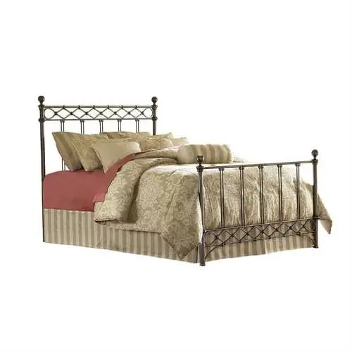 King-Sized Copper Chrome Metal Bed Frame With Headboard And Footboard 1