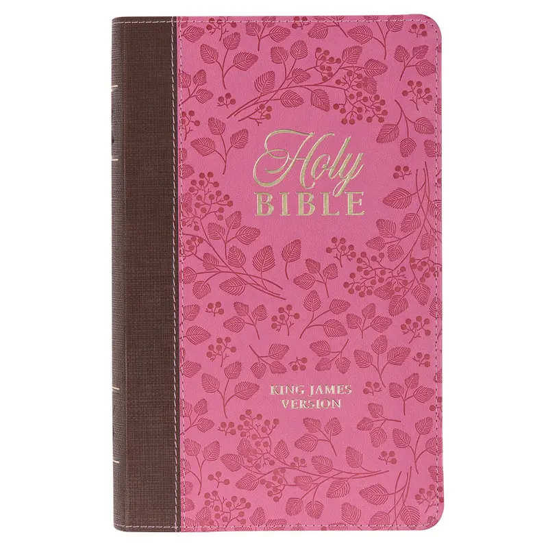 Kjv Giant Print Bible – Saddle Tan And Pink Faux Leather Cover 1