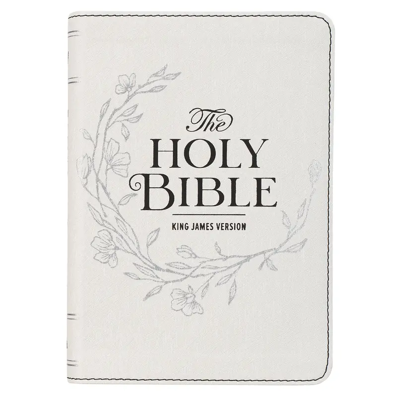 Kjv Large-Print Compact Bible In White Faux Leather 1