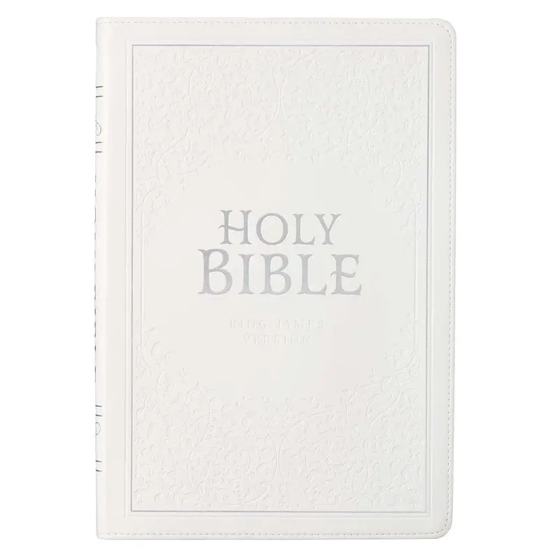 Kjv Thinline Bible – White Faux Leather, Large Print With Thumb-Indexed Pages 1