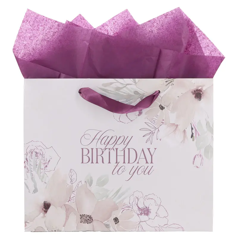 Large Botanical Landscape Birthday Gift Bag With Coordinating Card 1