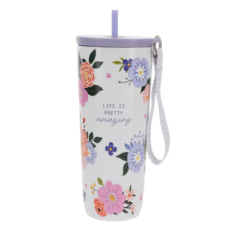 'Life Is Pretty Amazing' Insulated Stainless Steel Travel Tumbler With Straw 1