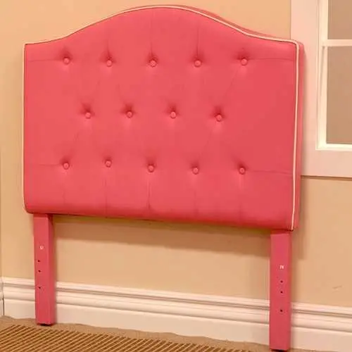 Light Pink Fabric-Upholstered Twin Headboard With Soft Tufted Detailing 1