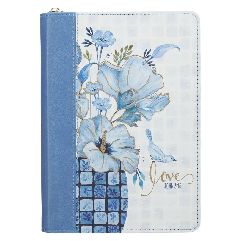 Love – Blue Faux Leather Journal With Zippered Closure 1