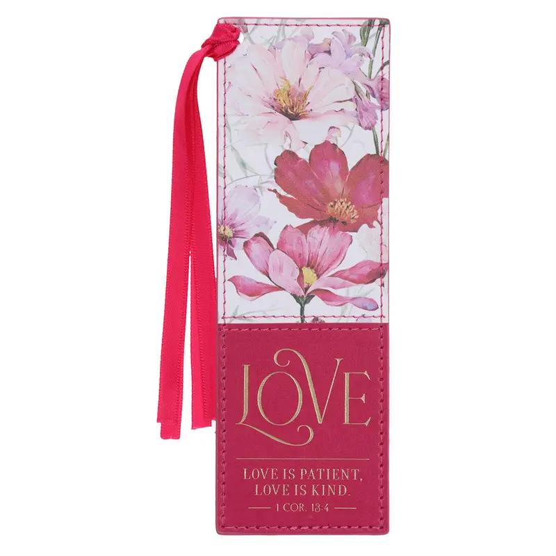'Love Is Patient, Love Is Kind' Faux Leather Bookmark – Inspirational Accessory 1