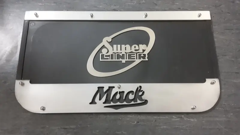 Mack Superliner Oval Stainless Steel Mudflap Counterweight 1