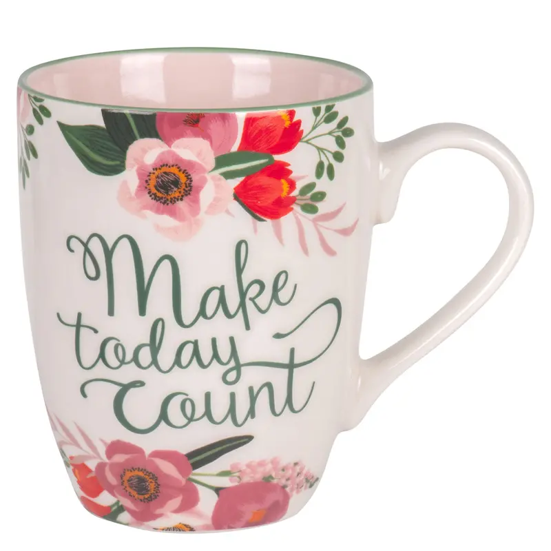 Make Today Count: Inspirational Ceramic Coffee Mug 1