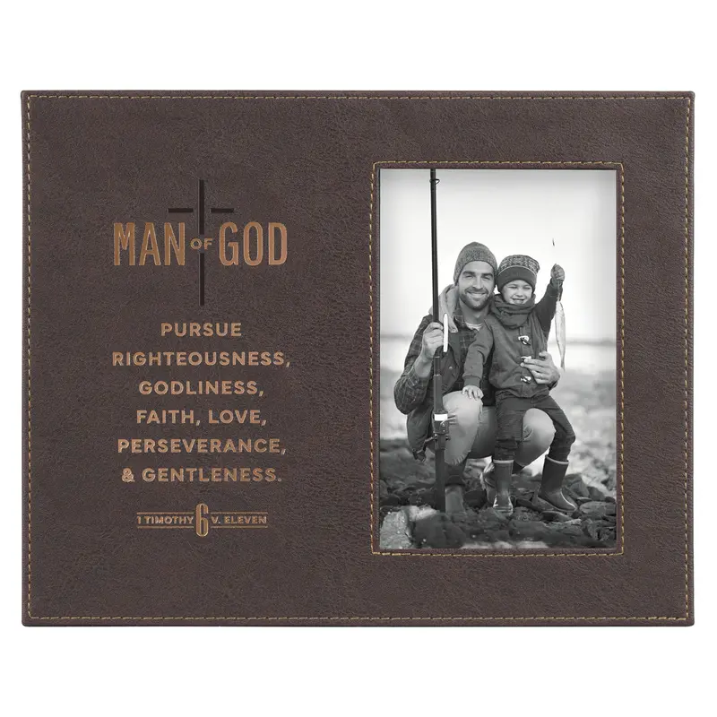 'Man Of God' Faux Leather Photo Display Frame 1