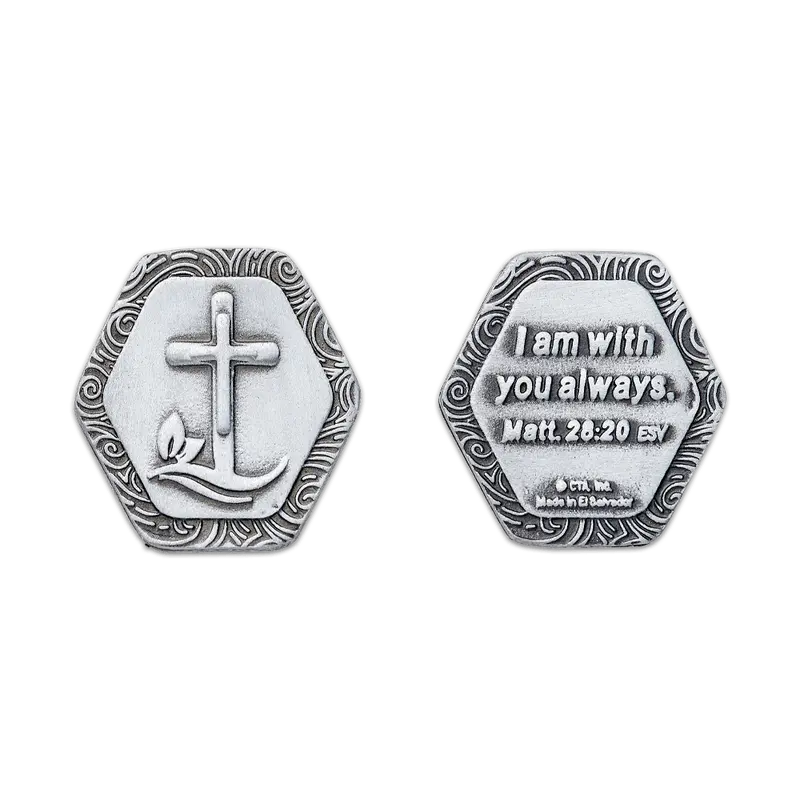 Matthew 28:20 Pewter Faith Token – 'I Am With You Always' 1