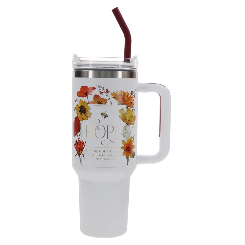 'May The God Of Hope Fill You' Stainless Steel Mug With Handle & Straw 1