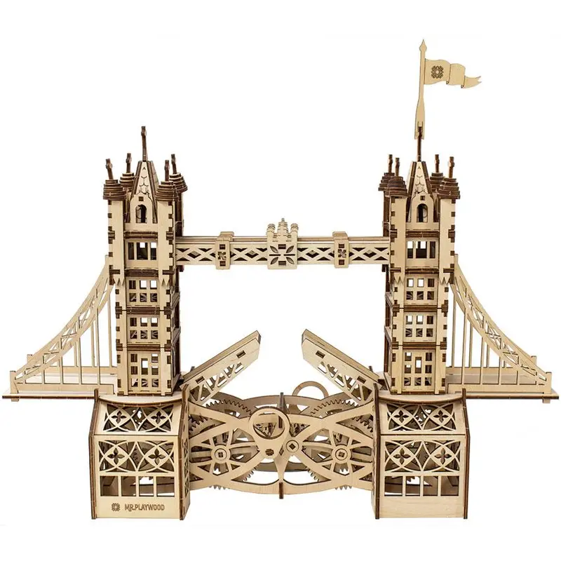 Mechanical Wooden Tower Bridge Model Kit – Clearance Educational Toy 1