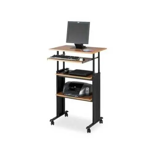 Medium Oak Adjustable Standing Desk With Height-Controlled Electric Or Manual Mechanism 1