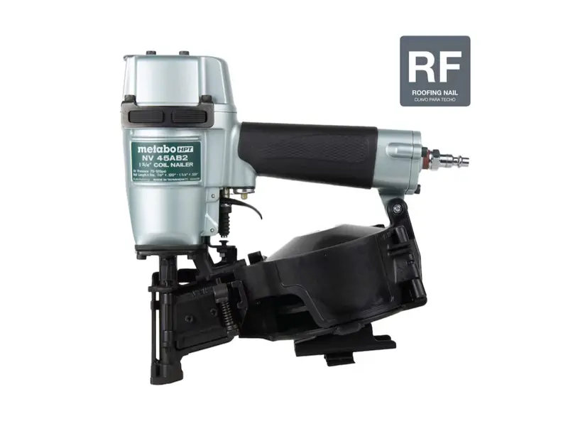 Metabo Hpt 1-3/4" Coil Roofing Nailer – Lightweight Pneumatic Alternative (Nv45Ab2) 1
