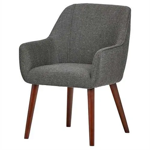 Mid-Century Dining Accent Chair In Ash Gray Upholstered Fabric With Clean Lines 1