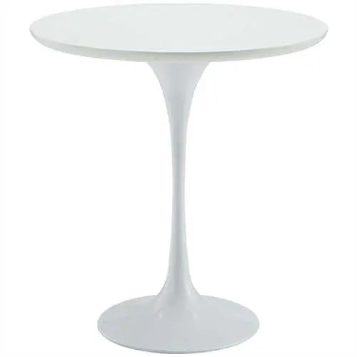 Mid-Century Modern White Round Dining Side Table – 20-Inch Diameter 1