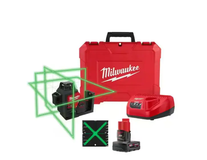 Milwaukee 3632-21 M12 Green 250 Ft. 3-Plane Laser Level Kit – Self-Leveling Alignment System 1