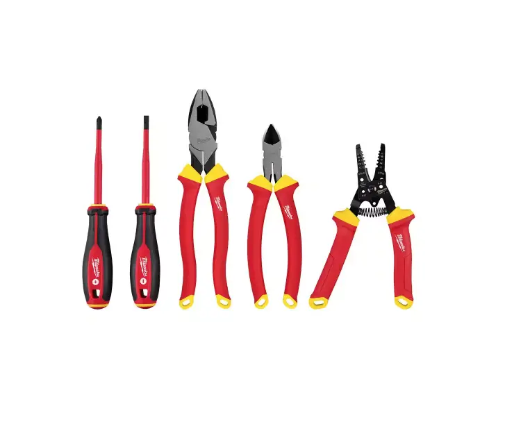 Milwaukee 48-22-2215 5-Piece Insulated Electrician’S Hand Tool Set (1000V Rated) 1
