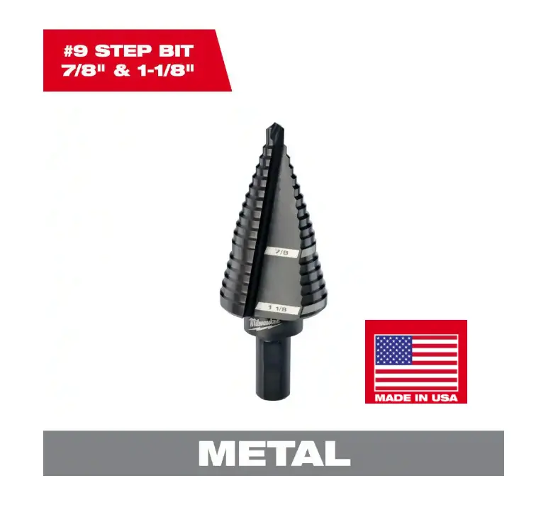 Milwaukee 48-89-9209 Black Oxide Step Drill Bit — 2-Step, 7/8" To 1-1/8", #9 1