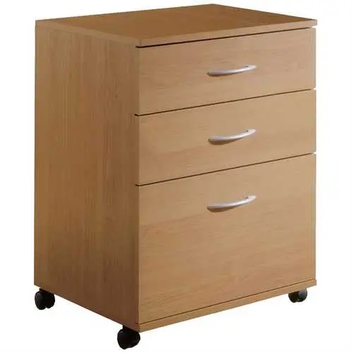 Mobile 3-Drawer Filing Cabinet In Natural Maple – Modern Office Storage 1