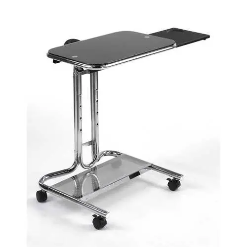 Mobile Laptop Desk Cart Featuring Sleek Black Glass Top 1