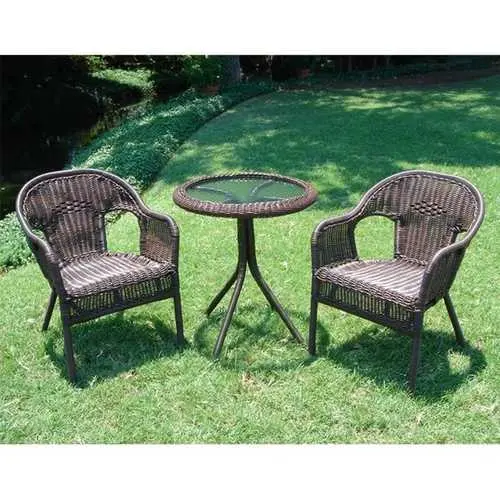 Mocha Resin Wicker Patio Bistro Set – Outdoor Bistro Furniture For Two 1