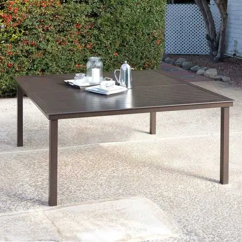 Modern 60-Inch Square Patio Dining Table In Mocha Brown 1
