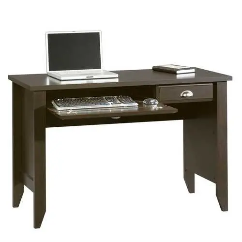 Modern Computer Desk With Integrated Keyboard Tray – Dark Brown Mocha Finish 1