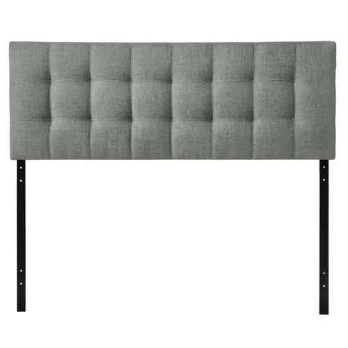 Modern Grey Upholstered King Headboard With Diamond Tufting 1