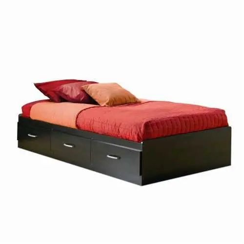 Modern Twin Black Charcoal Backless Platform Daybed With Built-In Storage Drawers 1