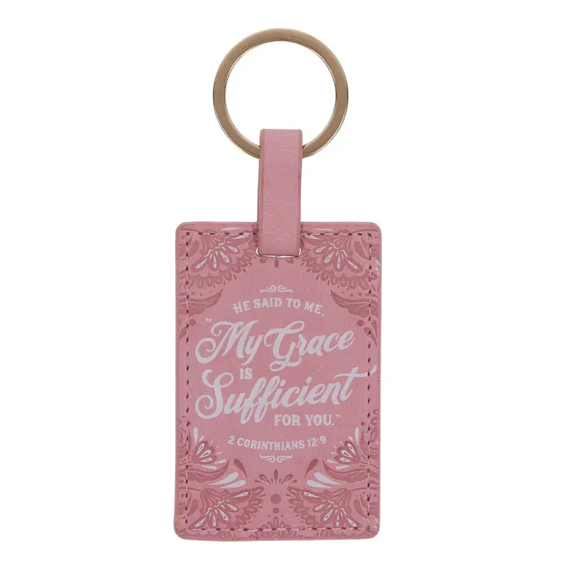 'My Grace Is Sufficient For You' Faux Leather Keychain – Thoughtful Faith-Based Accessory 1