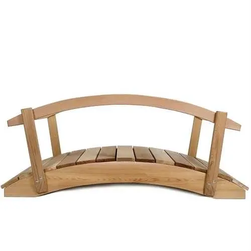Natural Cedar Garden Bridge – 4-Foot Span With Safety Rails 1