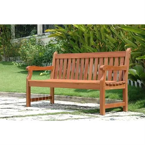Natural-Finish Eucalyptus Garden Bench – 5-Foot Outdoor Seating 1