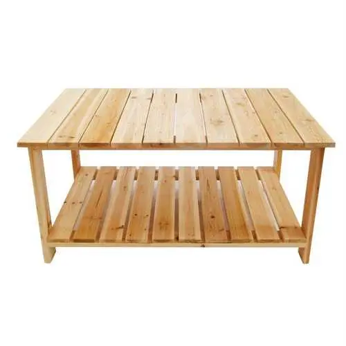 Natural-Finish Fir Wood Patio Coffee Table For Outdoor Use 1