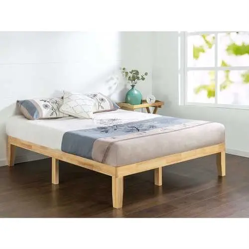 Natural-Finish Solid Wood Platform Bed Frame – Full Size 1