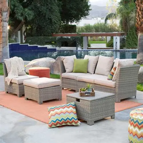 Natural-Look Resin Wicker Outdoor Patio Conversation Set 1