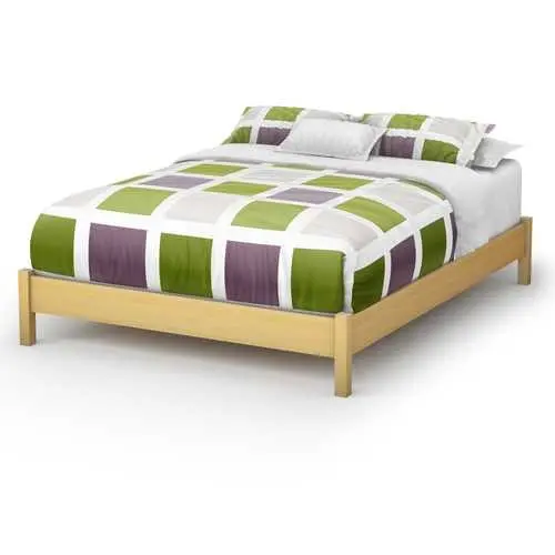 Natural Maple Contemporary Platform Bed – Full Size, Minimalist Design 1
