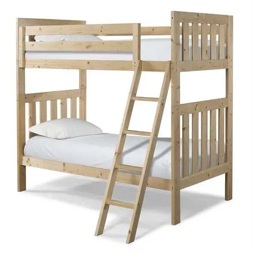Natural Pine Twin-Over-Twin Bunk Bed With Built-In Ladder 1