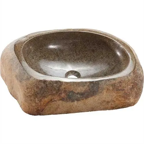 Natural Tan Granite Sink – Hand-Carved Stone Vanity Basin In Beige-Brown Tone 1