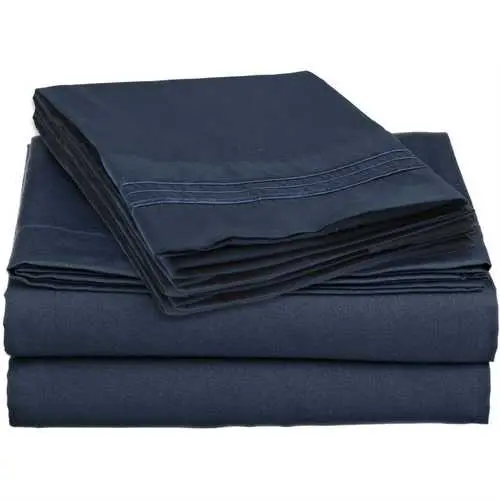 Navy Blue Wrinkle-Free Microfiber Sheet Set – King Size, 4-Piece Luxury Pack 1