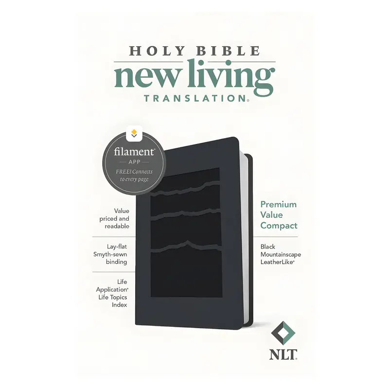 Nlt Black Mountainscape Compact Bible – Imitation Leather, Filament-Enabled, Premium Value 1