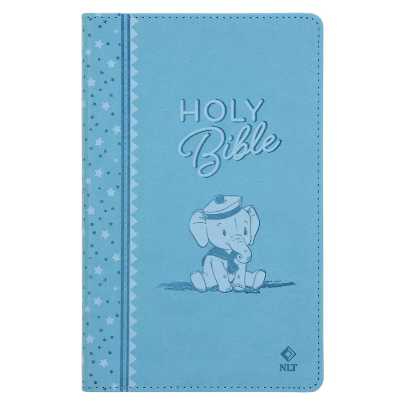 Nlt Blue Elephant Baby Bible For Boys – Soft-Touch Faux Leather Cover 1