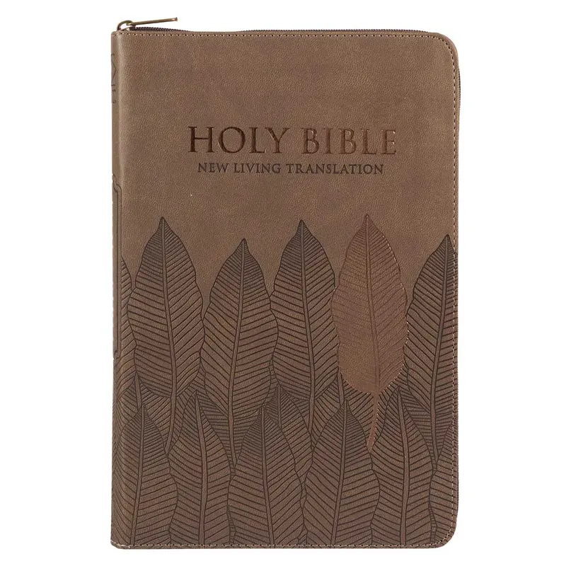 Nlt Standard Bible In Brown Faux Leather Flexcover With Zip Closure And Thumb Index 1