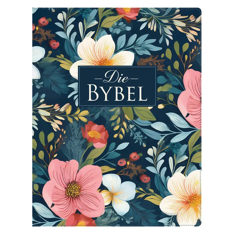 Nlv Donkerblou Blomme Journal Bible With Artistic Design 1